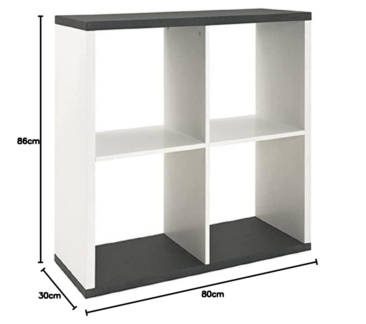 HAKU Scaffale granito look, bianco, MDF - Dim. L 80 cm x A 86 cm x P 30 cm, Stile Moderno