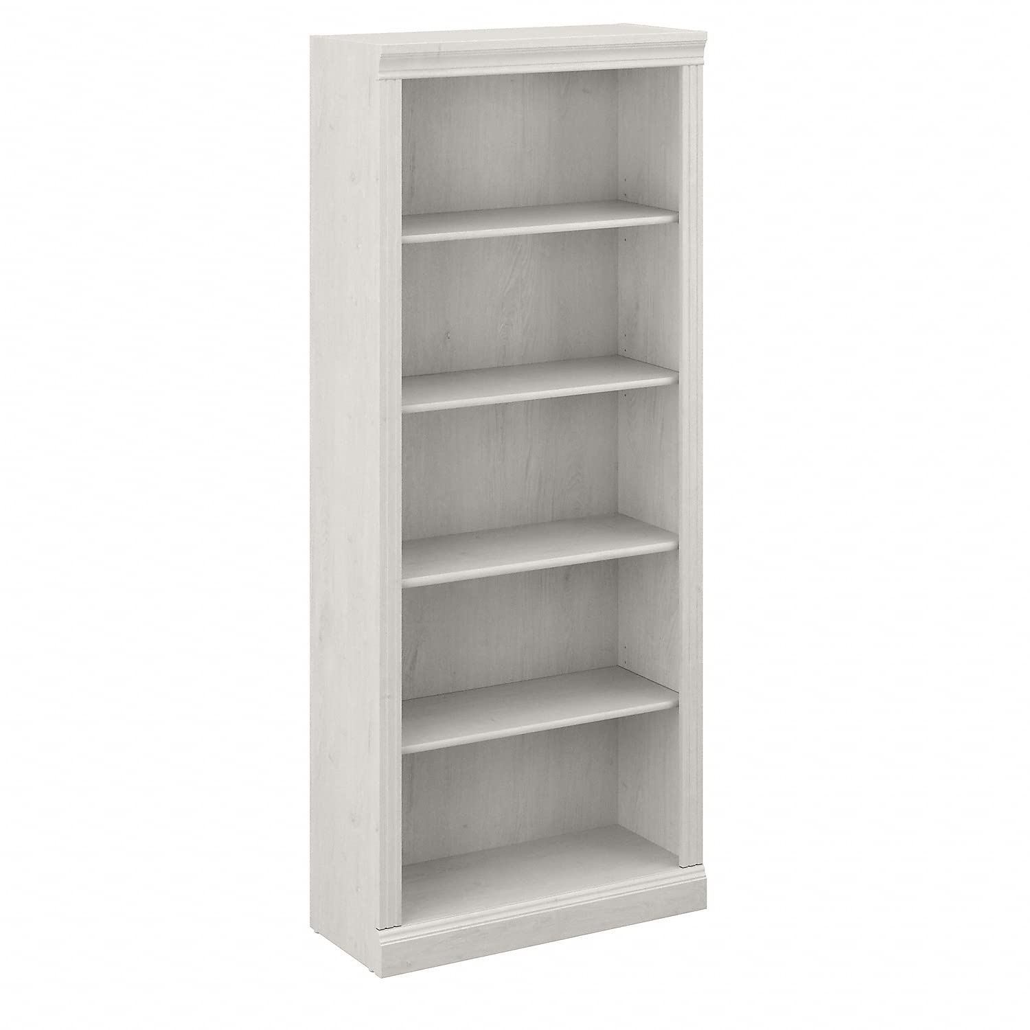 Bush Furniture Saratoga Tall 5 Shelf Bookcase in Linen White Oak