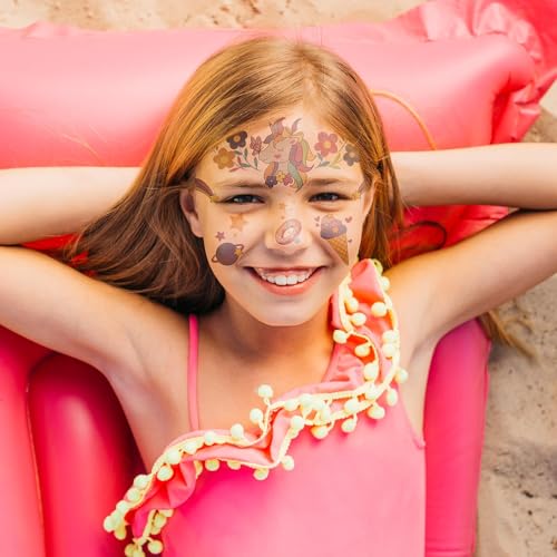 Partywind 24 Styles Face Temporary Tattoos for Kids, Dinosaur Fake Tattoo Stickers for Boys Girls Party Supplies Favors, Face Tattoos for Birthday Games, Kids Goodie Bag Stuffers