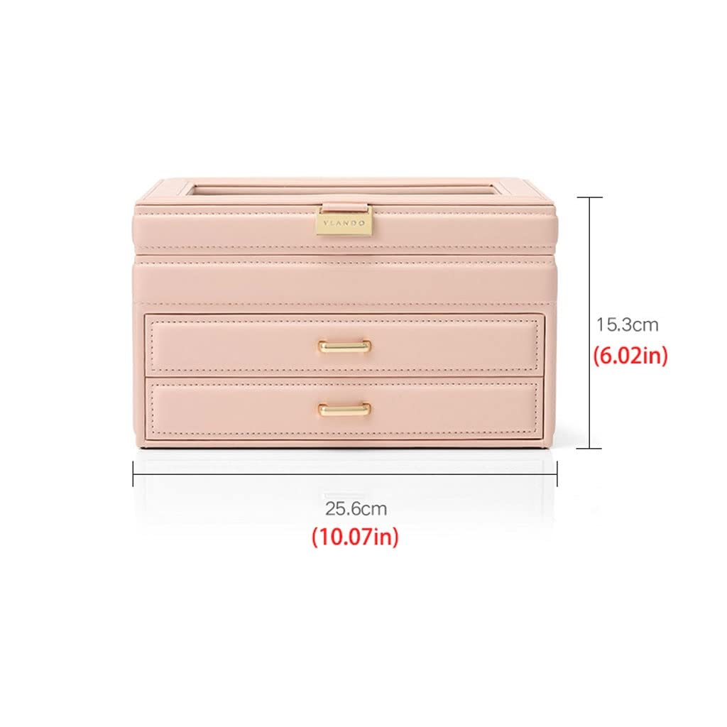 Juwelierschachtel künstliche Leder Schmuckschachtel Schublade Aufbewahrungsbox Ringohrring Halskette Armband Uhr Aufbewahrungsbox Multilayer Schmuckschachtel Schmuckkoffer Organizer (Farbe: Gold)