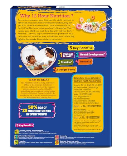 Image of Manna Fruit Rounds Multigrain Breakfast Cereal for Kids. No Maida, Made with 9 Grains. Fortified Cereal with 50% RDA of 23 Essential Vitamins and Minerals in every bowl. 250g