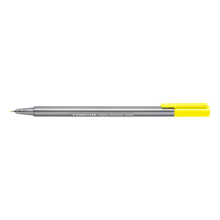 Staedtler Triplus fineliner neon, penna giallo neon con punta superfine, larghezza tratto circa 0.3 mm, confezione da 10, 334-101, Neon yellow