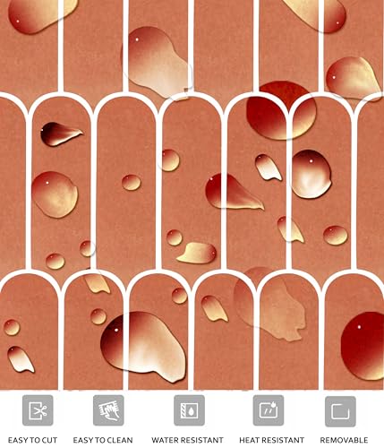 Image of Scala Bleucoin Peel and Stick Tile Stickers Vinyl Self-Adhesive Backsplash for Kitchen & Bathroom Easy DIY Home Decor Water-Resistant & Tile Decals Pack of 24 Pcs (Orange, 4 inch x 4 inch Inches)