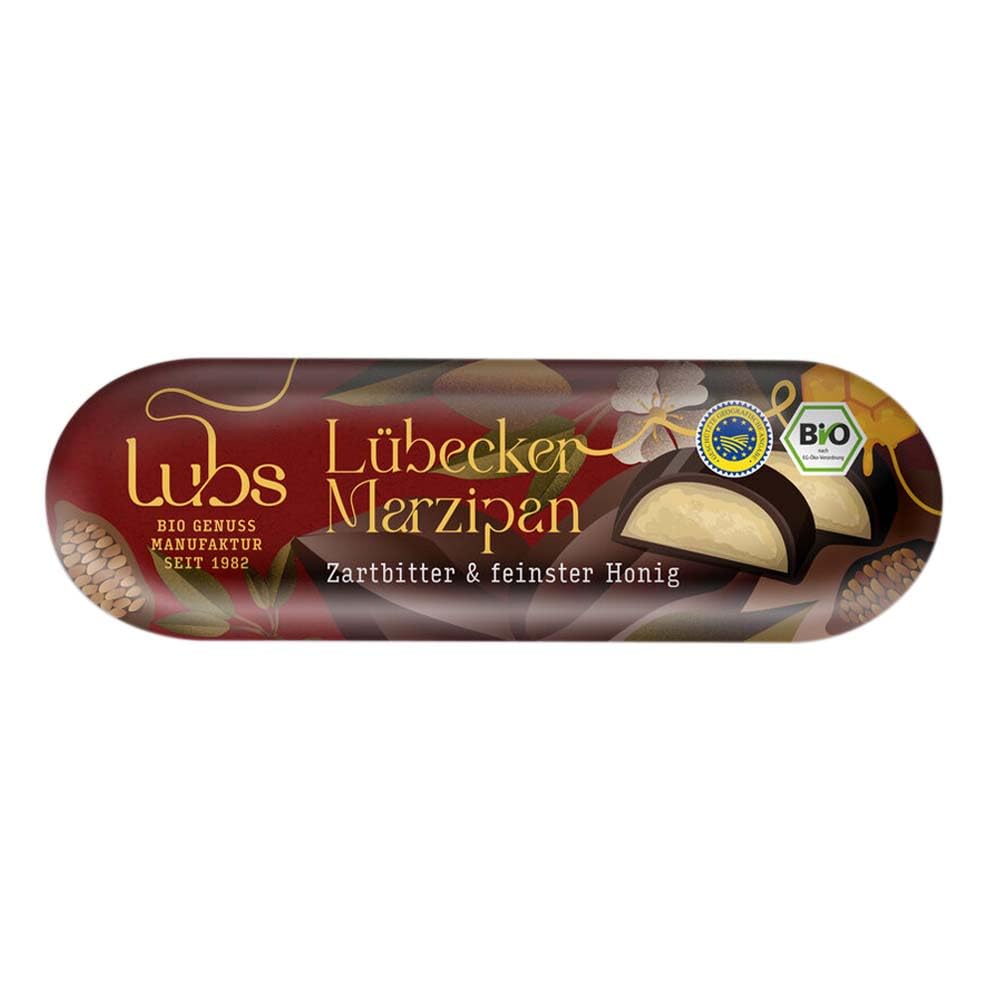 Lubs Marzipanbrot, mit Zartbitterschokolade, 50g (12)