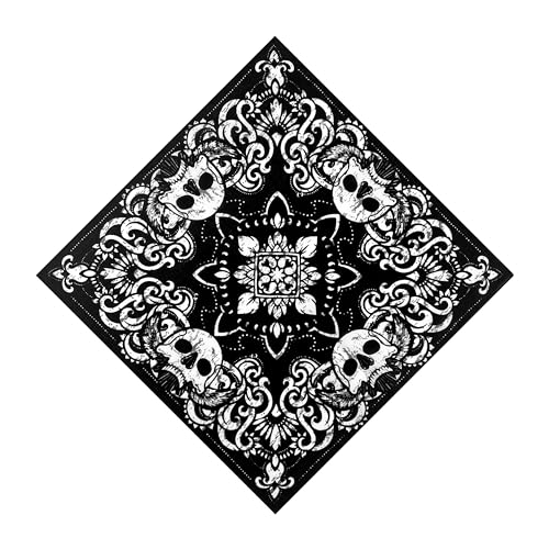 HankieWorld Unisex Bandanas Single Pack Super Soft Cotton 22 inch Cowboy Large Handkerchief with Nice Package(Skull)
