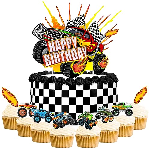 Haxpacal CAKE TOPPER004 Truck Cake Topper, 49Pcs Monster Car Theme Birthday Party Supplies thumb #7