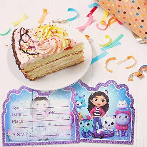 Gabby's Dollhouse uitnodigingskaarten voor kinderen, 30 stuks poppenhuisuitnodigingen, kleur feestuitnodigingskaart… - Image 4