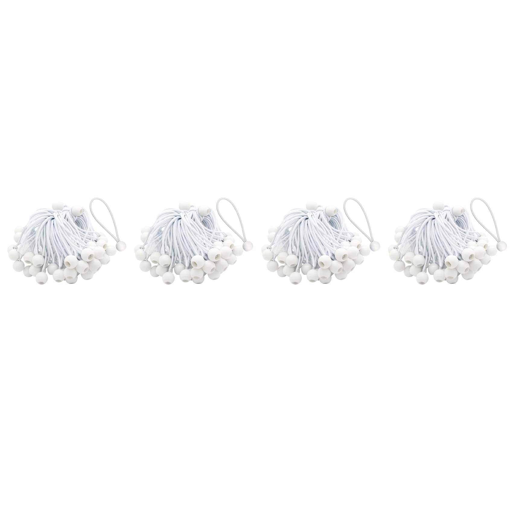 Hndhbfgrt 200 Pcs Bungee Cord with Balls Elastic Ties Bungee Toggles Ties for Marquees,Tents Banners,Flag Poles,Tarp (White)