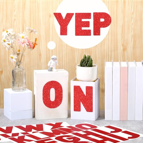 Image of Harloon 232 Pcs Large Glitter Letter Stickers 24 Sheets Classroom Bulletin Boards Decorations Big Font Alphabet Letter Self Adhesive Letters Stickers Back to School Decor DIY Craft(Red,4 Inch)