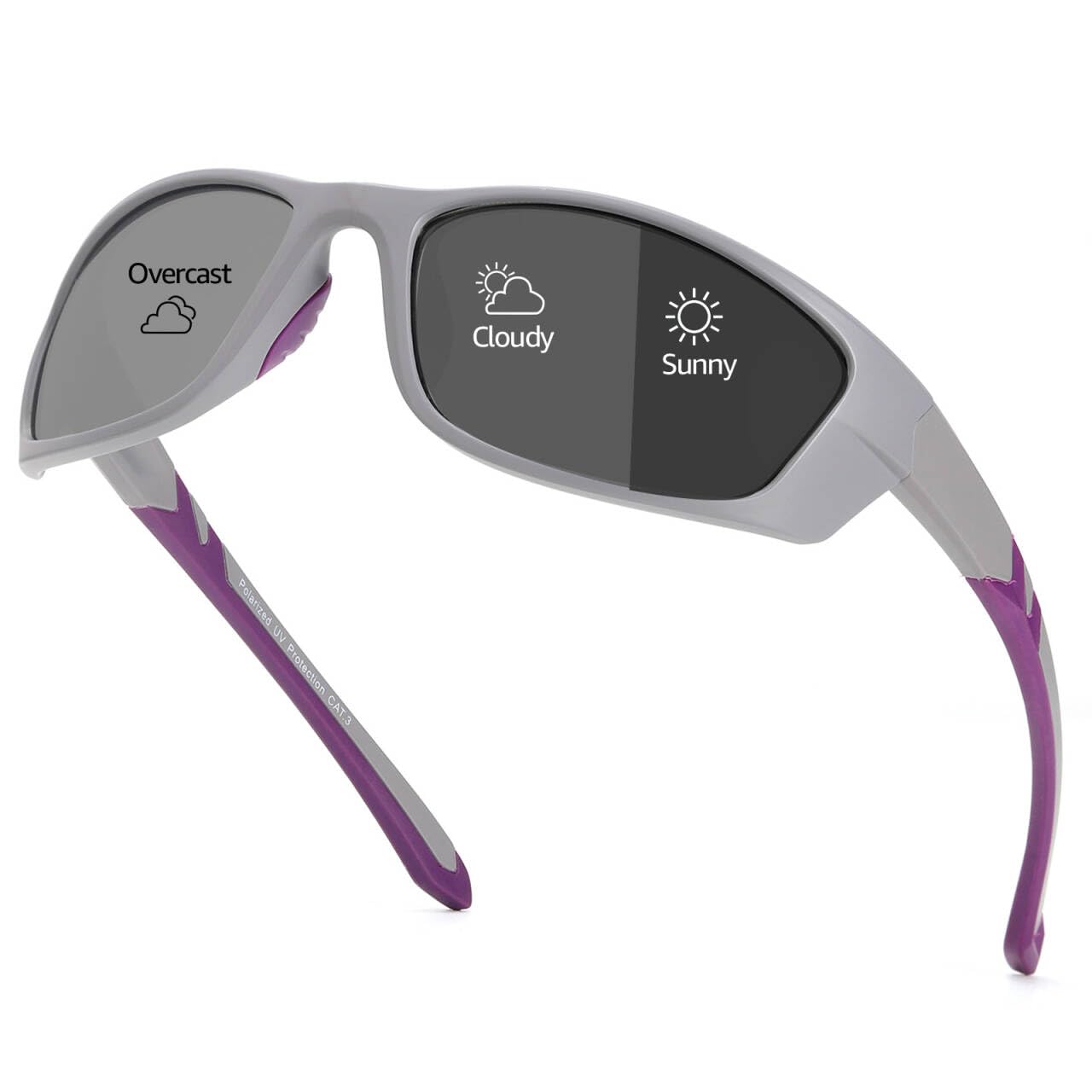 Myiaur Selbsttönende Fahrradbrille Damen Polarisiert Photochrome Sonnenbrille Sportsonnenbrille mit UV400 Schutz für Laufen Radfahren