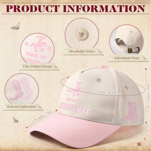 Image of JaGely Two Tone Western Cowboy /Cowgirl Trucker Hat for Women Men Gift Vintage Embroidered Country Baseball Cap