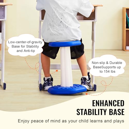 Image of VEVOR Kids Wobble Chair, Active Chair with Sponge Cushion, Wobble Stool Improves Focus, Posture and Calm Children, Ideal for Schools and Home, Age 7-14, Blue