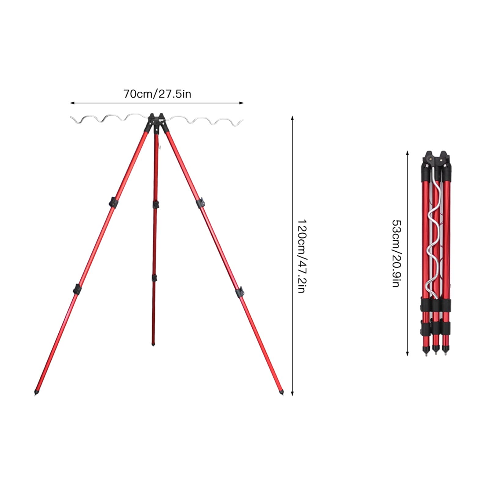 Soporte cañas pescar Rodas de pesca ajustables Soporte multifunción Telendo de barra telescópica Plegable Equipo de pesca al aire libre plegable trípode Rodas de pescar Stand Soportes de caña de pesca