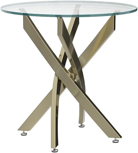 Miniatura 5 de Mesa de comedor redonda de cristal mesa de comedor moderna con parte superior de vidrio templado patas de metal cromado mesa de comedor para 4 mesa