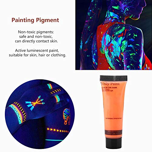 Vernici per il corpo fluorescenti, 10 ml di tubi