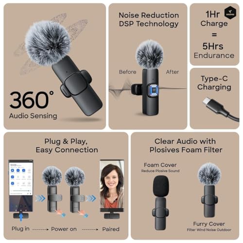 Image of AI K9 Professional Wireless Microphone for YouTube, AI Noise Cancelling Lavalier Mic for Video Recording, Best Wireless Mic for Content Creators