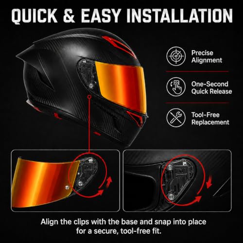 Image of PSLER Shatterproof Helmet Visor for Pista GPR Corsa-r Race 3,Deep Gold Red