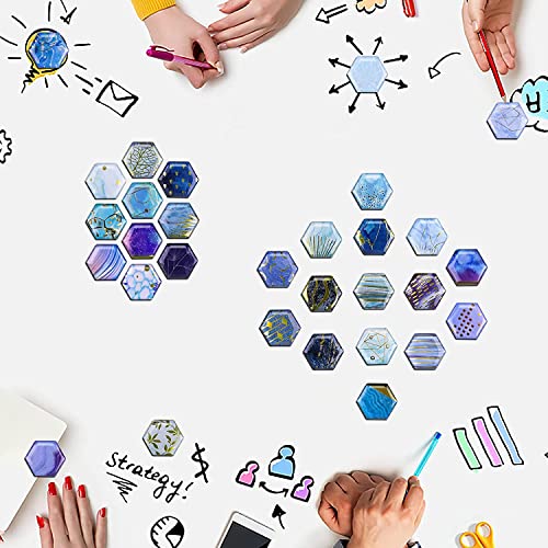 Morcart Fridge Magnets, Cute Locker Magnets, Decorative Magnets For Refrigerator Whiteboard Cabinet Office Kitchen Blackboard Bronzing Art Gift For Adult Hexagon 30Pcs (Blue) #TOP3