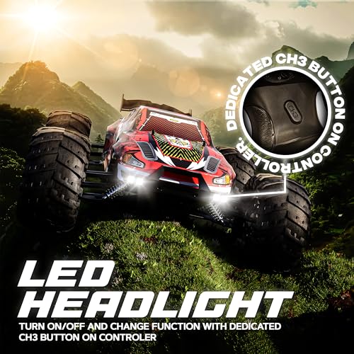 Image of Tygatec 1:16 All Terrain Supersonic Rc Car,45 Kph High Speed Remote Control Car with 2.4 Ghz Remote Control,Electric Vehicle Off-Road Truck,4X4 Wheel Drive Rc Trucks with Rechargeable Batteries,Red