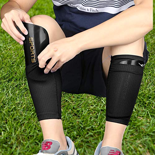 Geekism Soccer Shin Guards For Youth Kids Toddler, Protective Soccer Shin Pads & Calf Sleeves Equipment - Football Gear For 3 5 4-6 7-9 10-12 Years Old Children Teens Boys Girls (Black, Medium) #TOP1