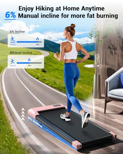 DeerRun Walking Pad with 6% Manual Incline — Under-Desk Treadmill — view 2