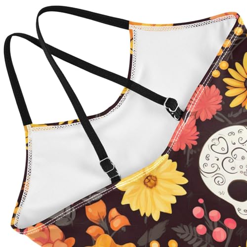 Flowers Floral Skull Girls One Piece Swimsuit Beach Swimwear 208491884