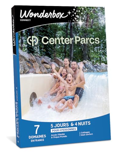 Wonderbox Connect - Coffret Cadeau - Center Parcs - 5 Jours et 4 Nuits pour 4 Personnes - Accès illimité à l'Aqua Mundo, Cottages Tout Confort - Court...