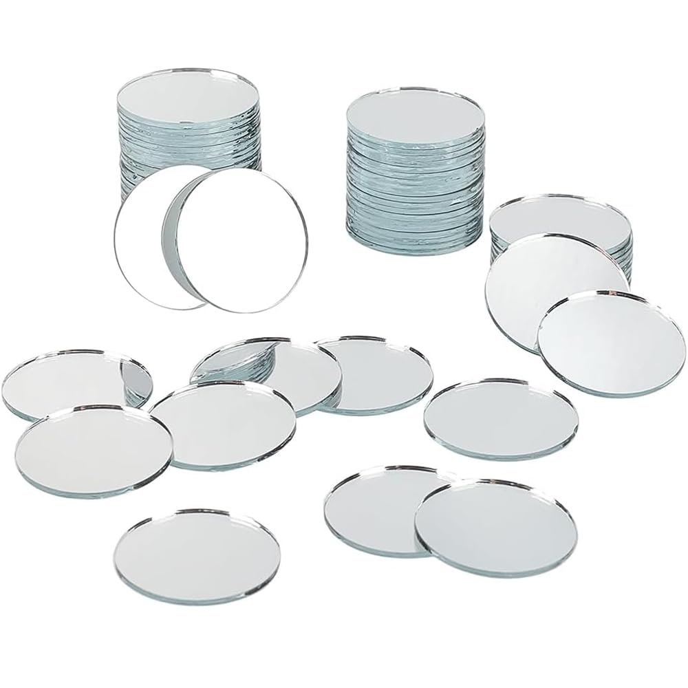 SSyang 200 stuks mini-formaat, ronde spiegel, kleine acrylspiegel, mozaïektegels, decoratieve spiegel voor kunst- en knutselprojecten, lijsten, wooncultuur (2 cm