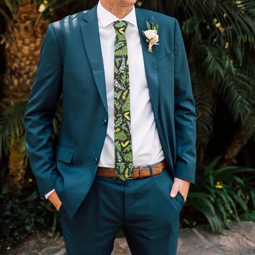 Image of Mantieqingway Floral Ties for Men Skinny Cotton Tie Flower Necktie