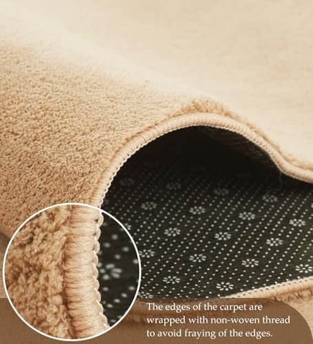 Image of Obsessions Large Indoor Polyester Carpet with Solid Pattern Felt Backing, Ideal for Bedroom & Living Room 160x230cm, Beige
