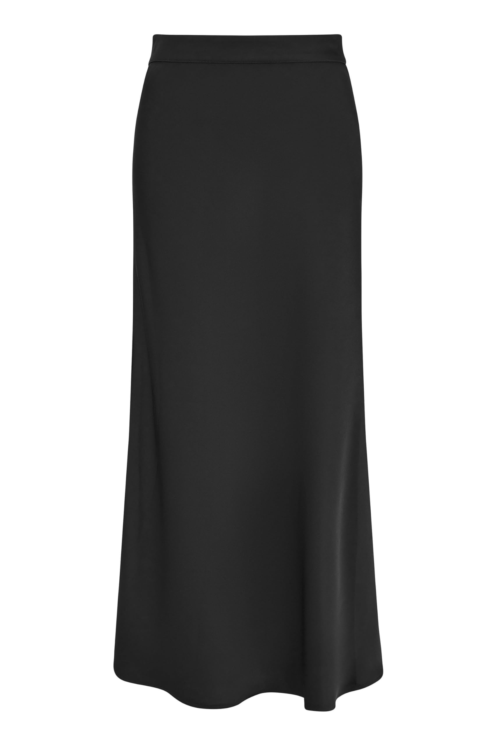 Yumi Black Satin Midi Skirt (UK, Numeric, 12, Regular, Regular, Black)