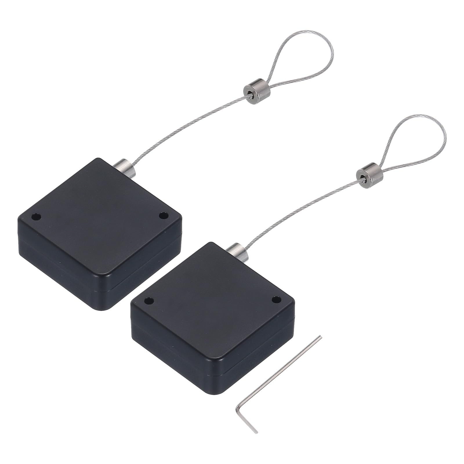 MECCANIXITY Retractable Cable Lock with Double-Sided Adhesive ABS Remote Control Security Lock for TV, DVD,Showroom,Remote,600g 2Set Black