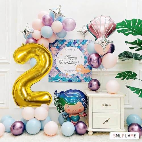 Image of 40 Inch Gold Number 2 Balloon, 2nd Birthday Decoration Boys Girls