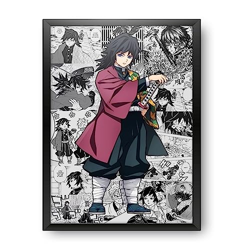 Image of MCSID RAZZ - Demon Slayer - Giyu Tomioka - The Water hashira Design A4 Size Poster (With Frame) - Best Gift For Demon Slayer Fans /Best Artifacts To Your Home & Decor /For Anime Fandom