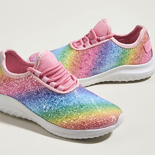 K KIP WOK Girls Glitter Sneakers Sparkle Slip On Walking Shoes for Kids/Children Breathable Running Sneakers4