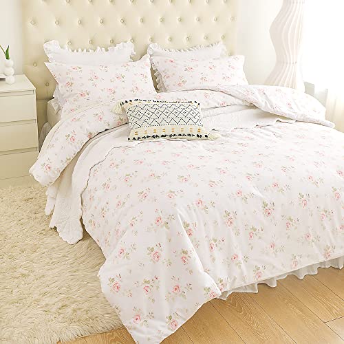 Cozytide 20230302-K-MALIANNA Floral King Comforter Set,100% Cotton Comforter White Rose Flower French Country King Bedding Comforter Set thumb #1