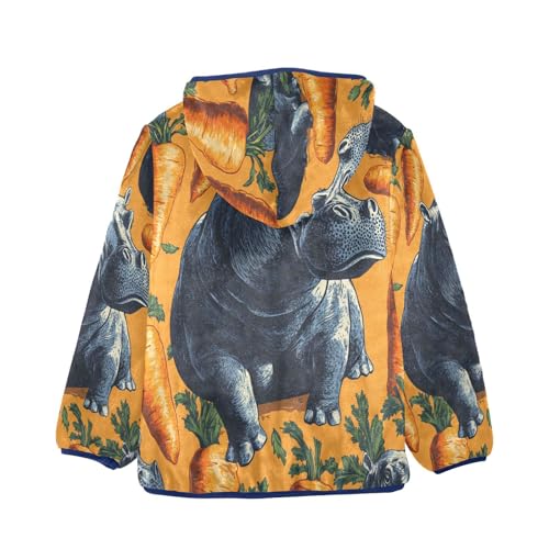 Hippo and Carrots Toddler Fleece Jacket Girl Boys Hooded Fleece Jacket Coat Warm Outwear Zip-up 3-10T2