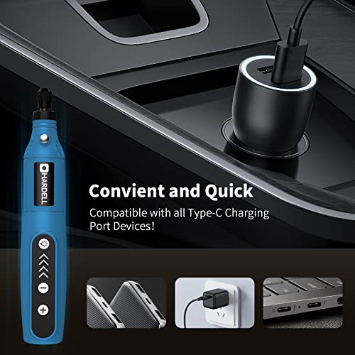 Hardell A41-HDCR0701-2 Cordless Rotary Tool, 5 Variable Speed Mini Rotary Tool Kit With 61 Accessories, 3.7V Type-C Charging Power Rotary Tool thumb #4