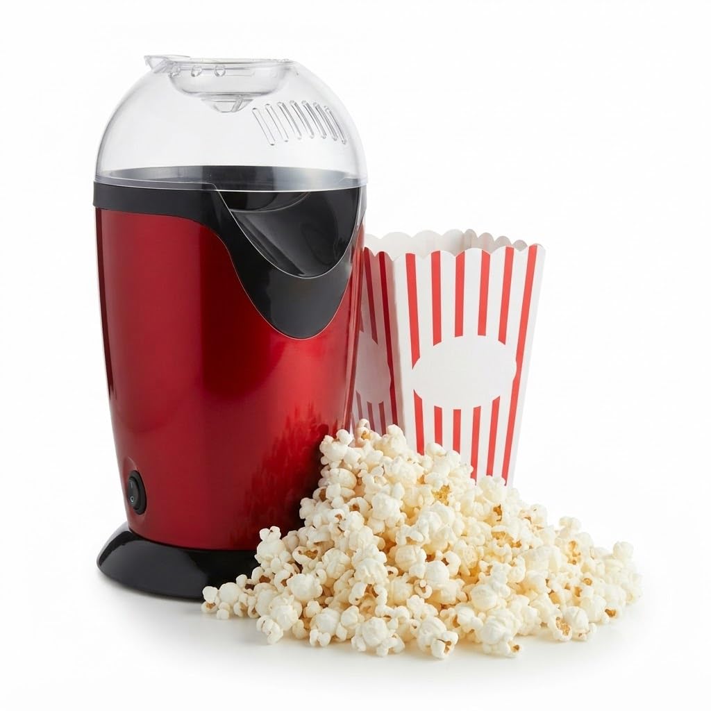 drumstone (𝐏𝐫𝐞𝐦𝐢𝐮𝐦 𝟏𝟓-𝐘𝐞𝐚𝐫 𝐖𝐚𝐫𝐫𝐚𝐧𝐭𝐲) 1200w electric popcorn maker machine, oil-free hot air popper for homemade popcorn, compact snack maker for home & movie nights