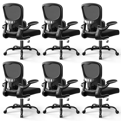 Image of ALLGOD Ergonomic Office Chair, Breathable Mesh Ergonomic Desk Chair with Adjustable Lumbar Support, Flip-up Armrests, Computer Chairs Comfortable for Home, Office, Work, 300lbs, Black (6Pack)