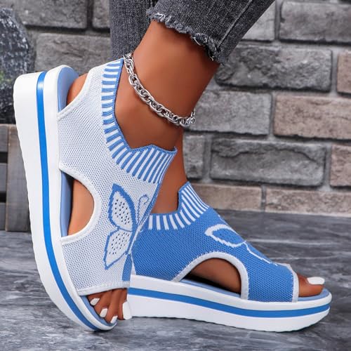 Washable Slingback Orthopedic Slide Sport Sandals,Women's Summer Butterfly Embroidered Sandals Arch Support Wide Fit Shoes4
