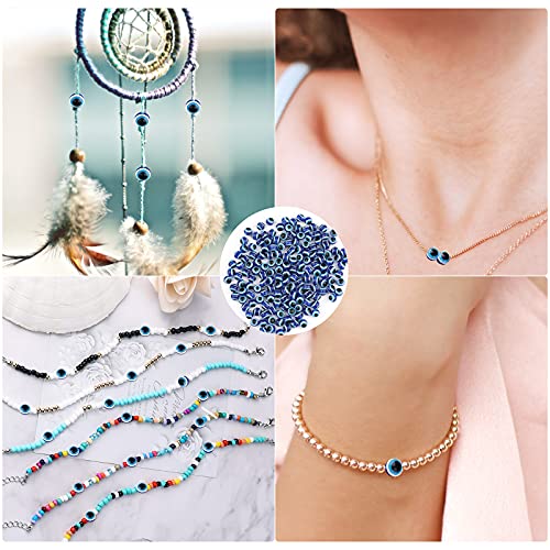 SAVITA 200 Stuks Blauwe Boze Oog Kralen Oogbol Spacer Kralen Handgemaakte Hars Kralen Bedels voor DIY Armbanden Ketting… - Image 7