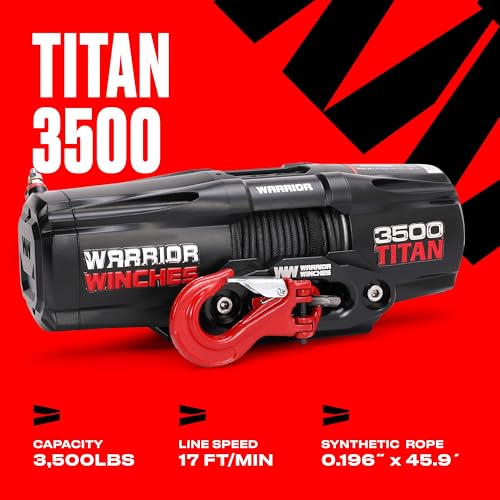 Warrior Winches Titan 3500lb Eléctrico 12V Cuerda Sintética miniatura 2