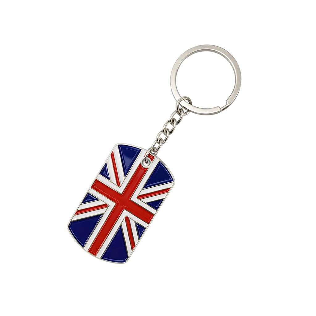 Union Jack Flag Keychain – British UK Flag Key Ring Pendant for Car, Bag and Travel Accessories – Mini Cooper Keyring, Metal Souvenir Charm for Birthday, New Year and Special Gifts