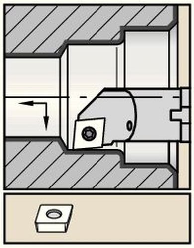 WIDIA A16RSCLPR06 A-SCLP S-Style Screw Clamp Boring Bar for Positive Inserts, 95° Angle, Steel, 16mm Shank Diameter, Right, 200mm Length