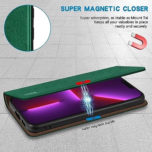 Image of ZZXX for iPhone 13 Pro Max Wallet Case Strong Magnetic 6.7 inch,Green