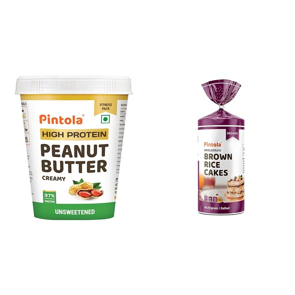 Pintola Combo - High Protein All Natural Peanut Butter Creamy 1Kg + Rice Cake Multigrain Salted 130g,100% Pure Roasted Peanuts butter, Creamy High Protein Nut Butter With Organic Rice Cakes (B0CX18WD4J) Amazon Price History, Amazon Price Tracker