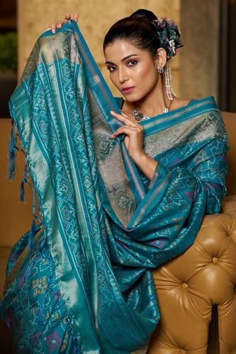 Image of SGF11 Women's Kanjivaram Patola Silk Saree Silk Saree Pure Golden Zari With Blouse Piece