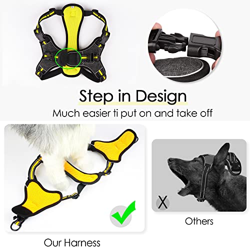 Thinkpet Dog Harness For Medium Dogs No Pull, Escape Proof Step-In Reflective Dog Vest Adjustable Breathable Halter Harness With Back/Front Clip For Better Control M #TOP1