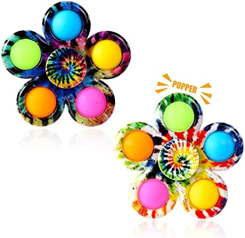 Gigilli Fidget Spinners with Pop 2 Pack, Kids Fidget Toys Pack Bulk, Autism Sensory Toys Christmas Stocking Stuffers Toddler Push Tie Dye Popper for ADHD, Classroom Prizes Party Favors Gifts thumbnail